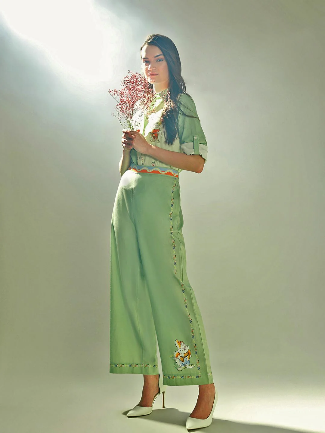 Vero Moda Green Printed Co-Ord Set Pants