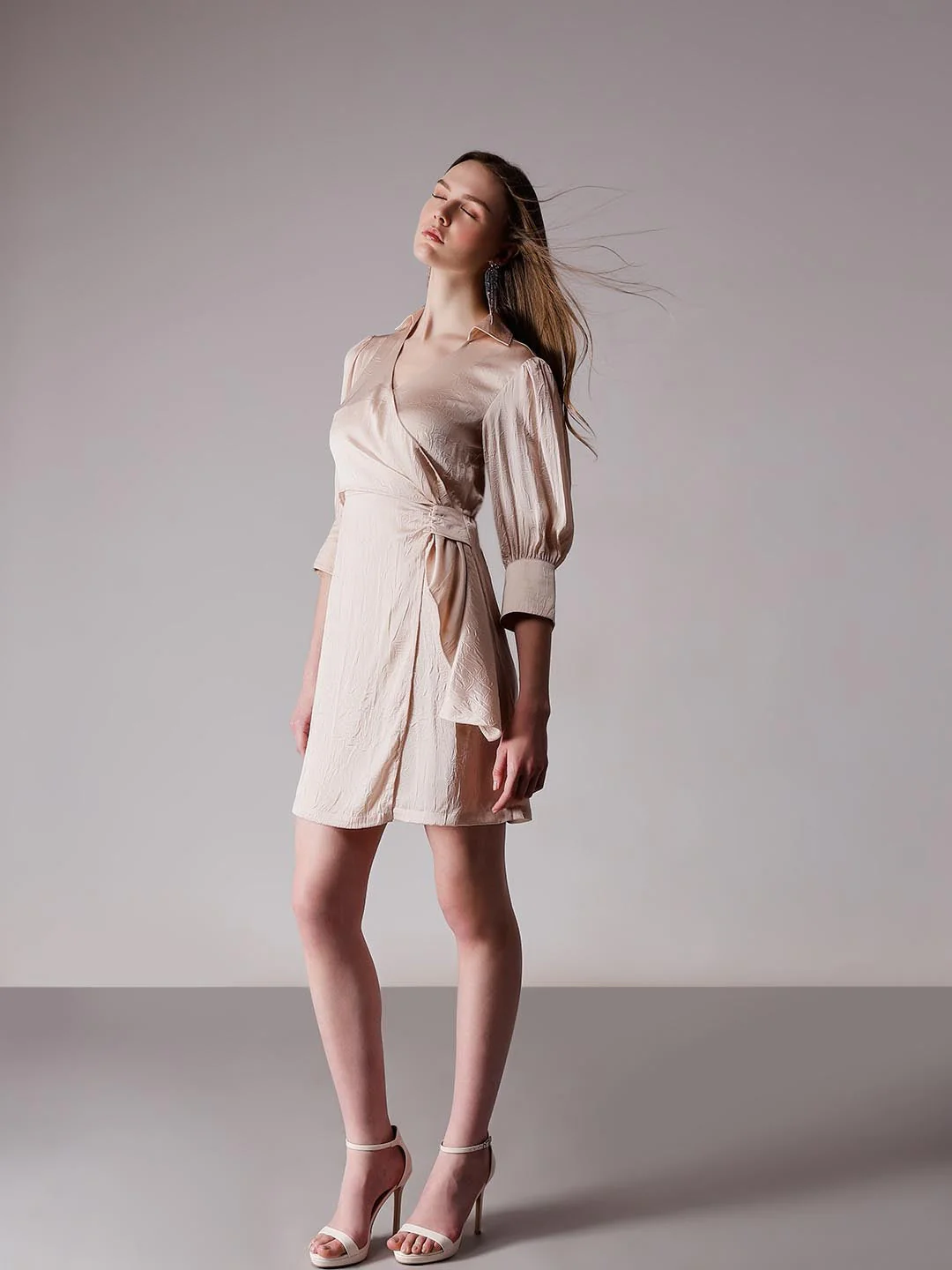 Vero Moda off-White Wrap Satin Dress