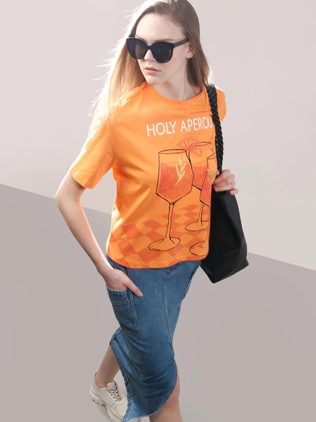 Vero Moda Orange Printed T-Shirt