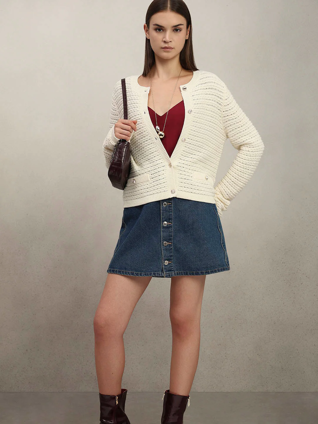 Knitted O-Neck Cardigan