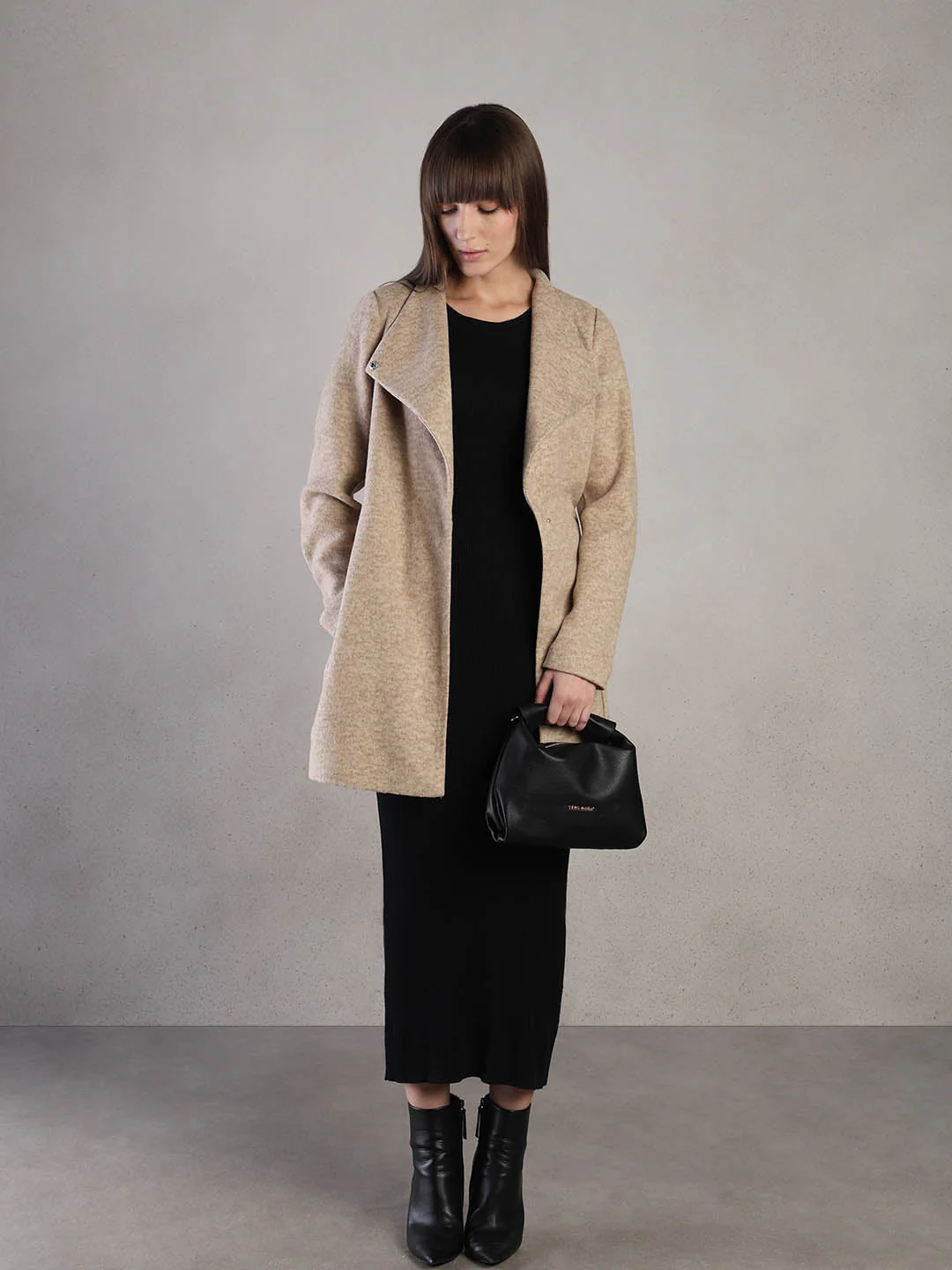 Beige Brushed Long Coat