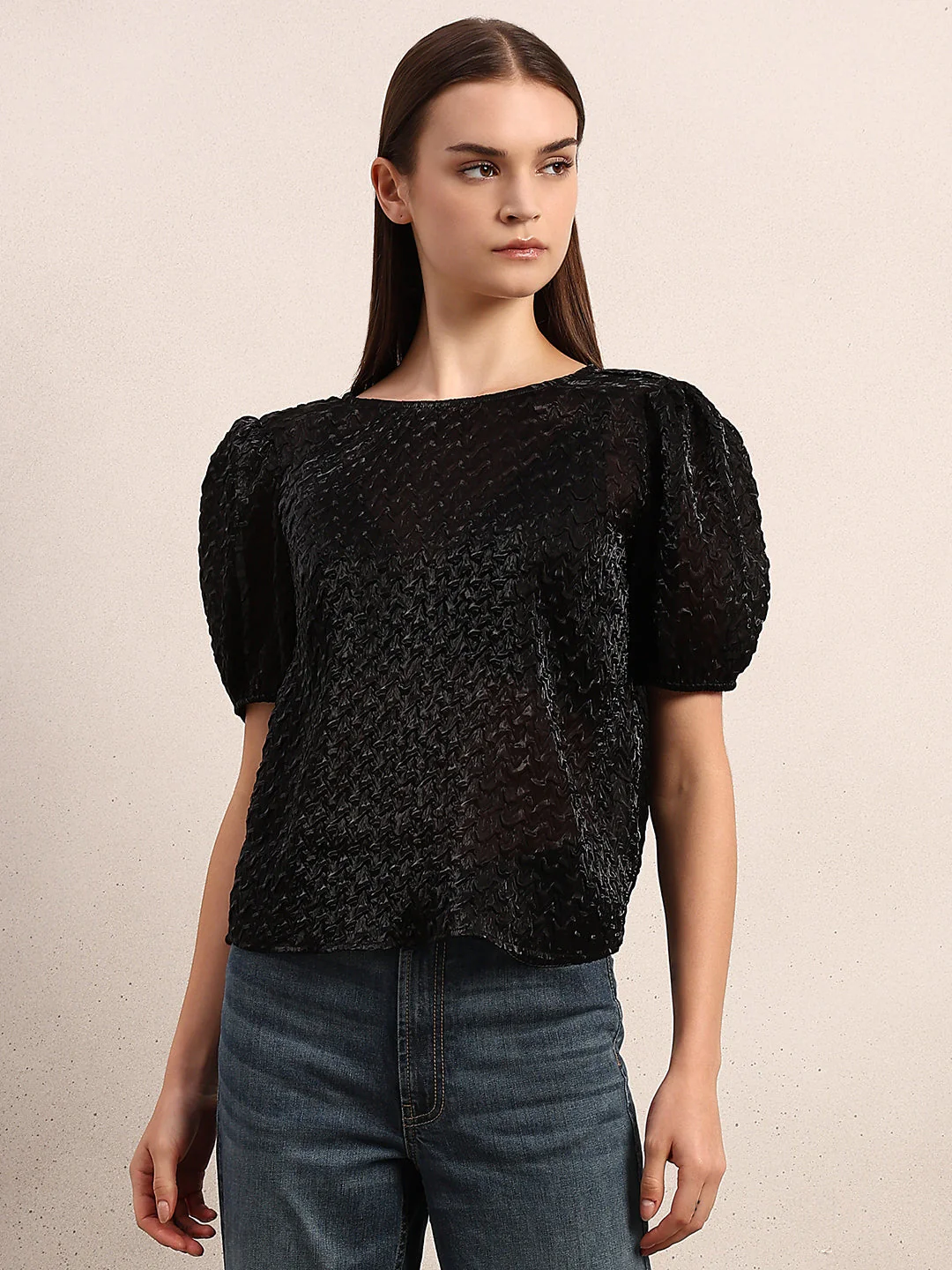 Black Textured Top - Image 2