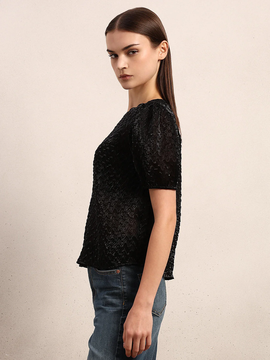Black Textured Top - Image 3