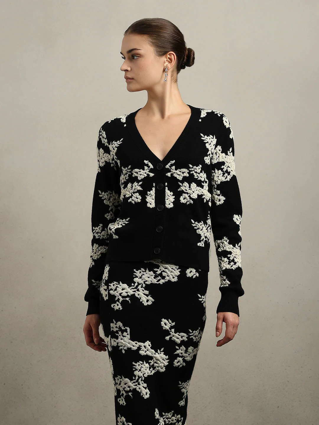 Floral Embroidered Open Cardigan