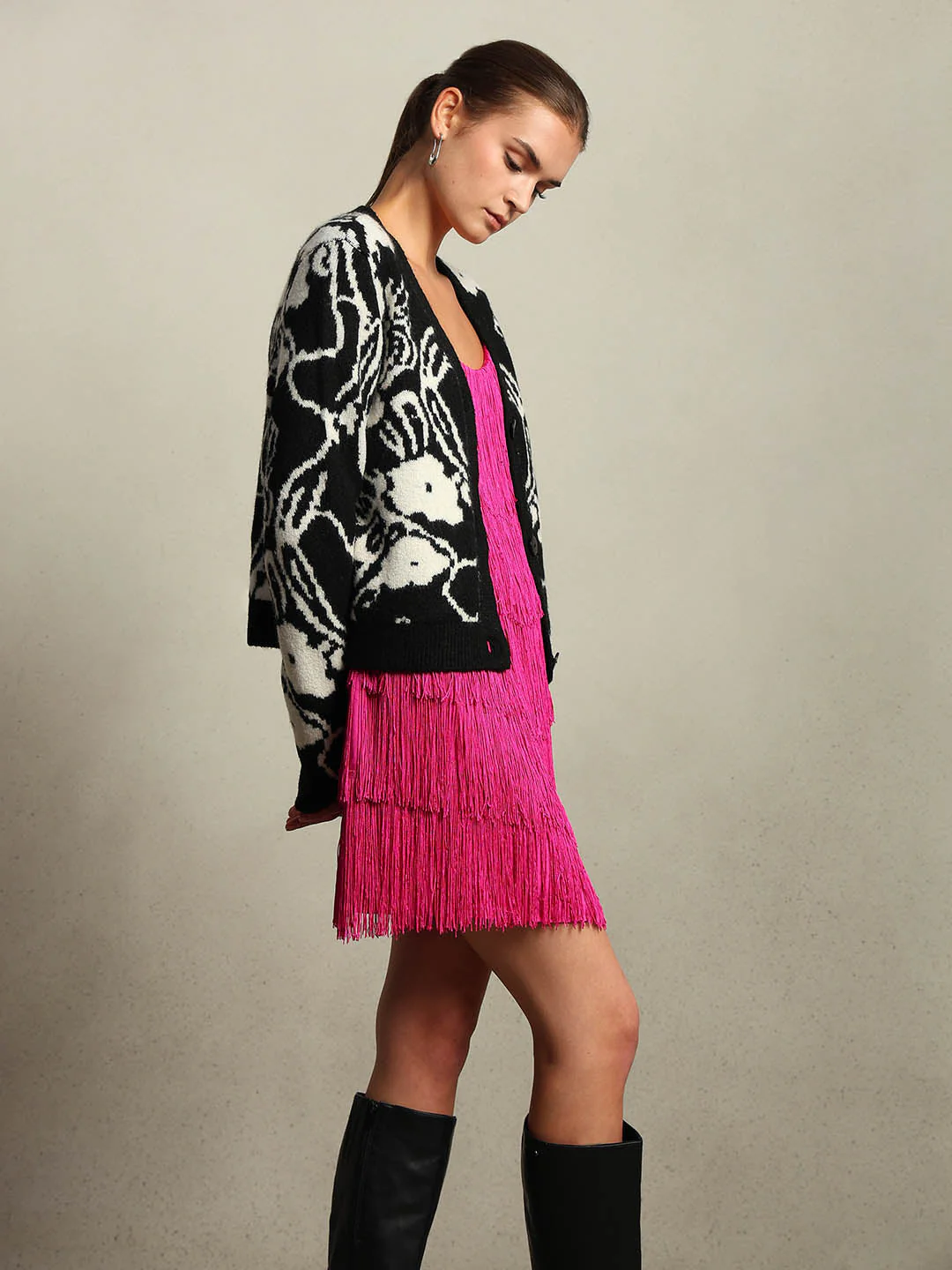 Jacquard V-Neck Cardigan