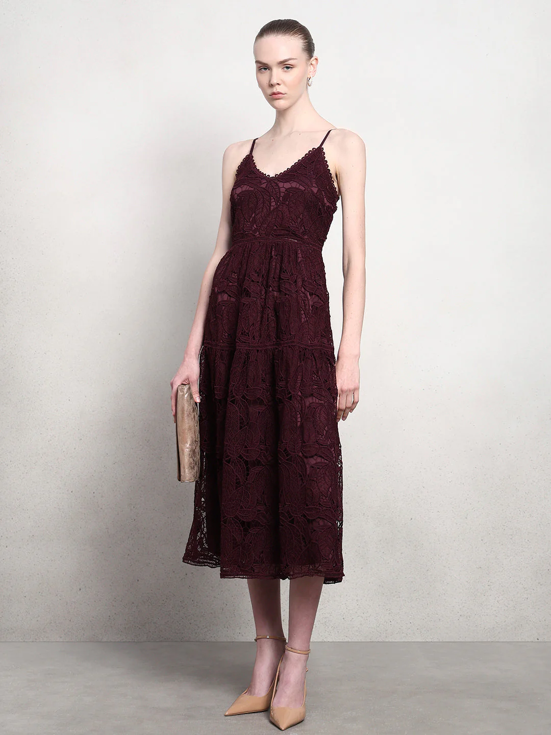 Lace Fit & Flare Midaxi Dress