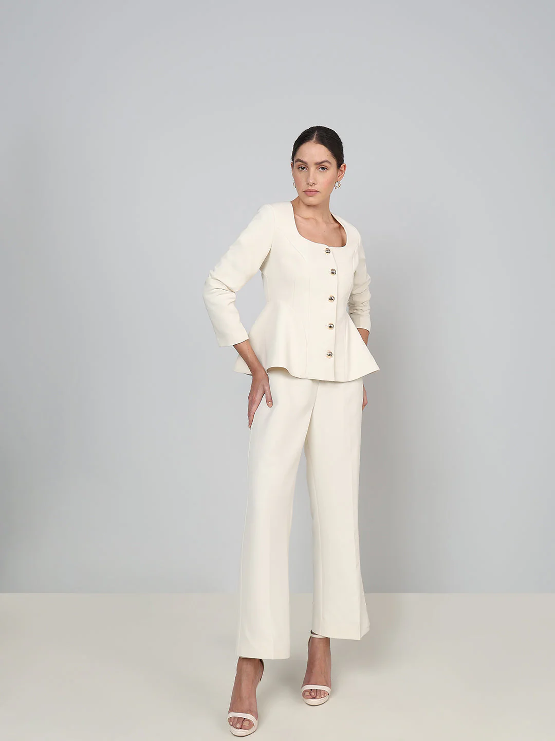 Ivory Straight Fit Tailored Pants
