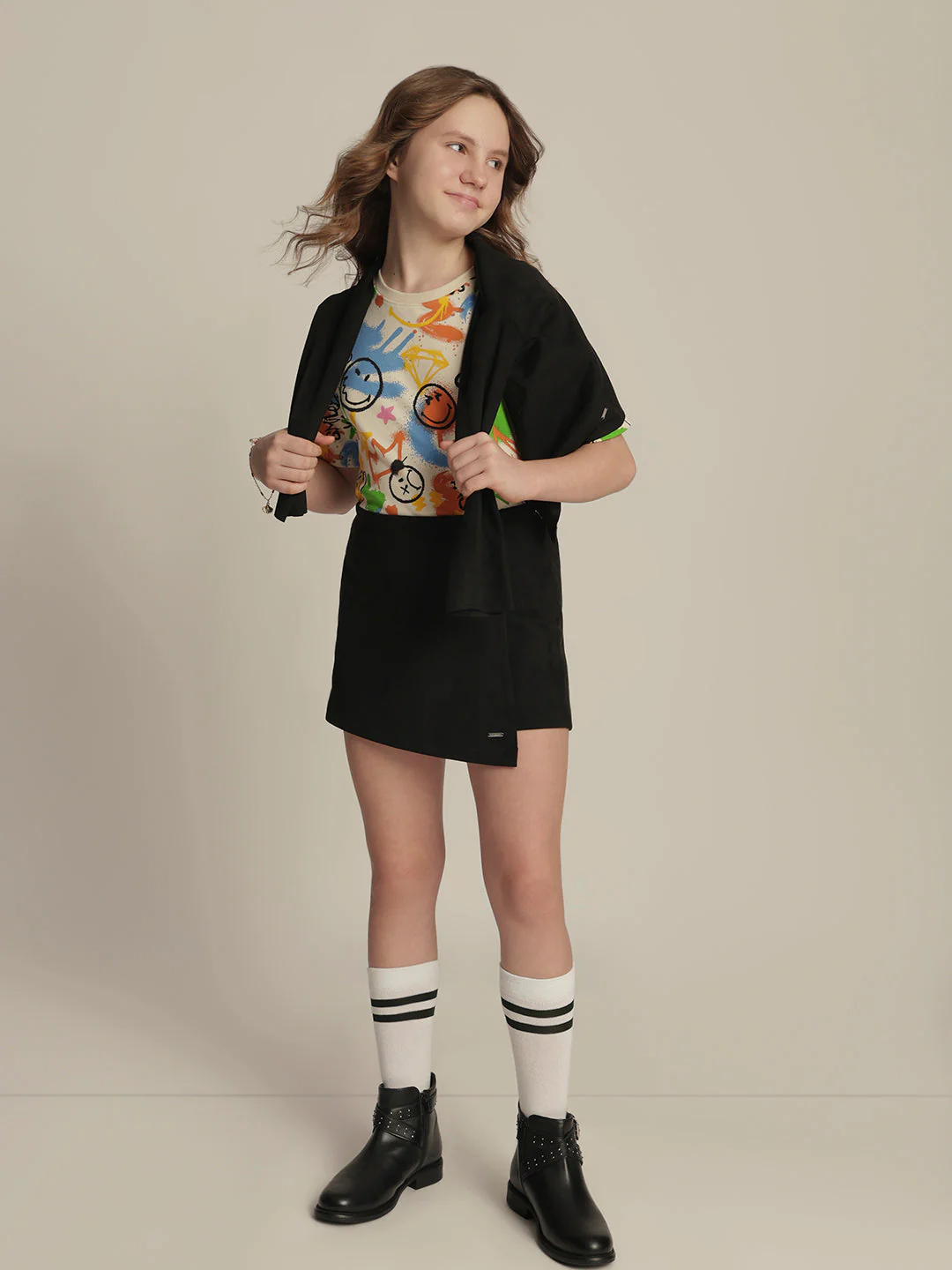 Girls Black Mini Skort