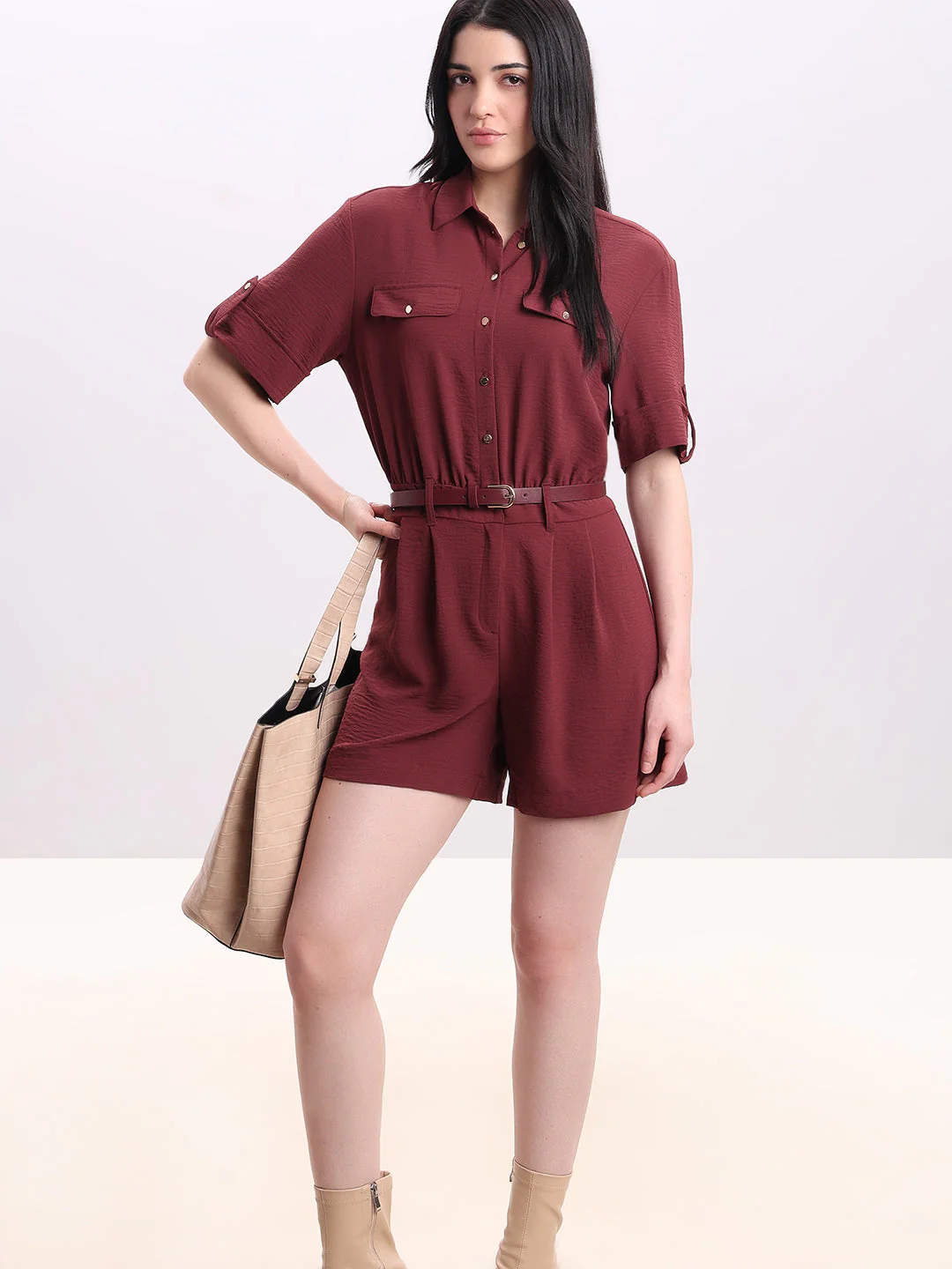 Dark Red Playsuit