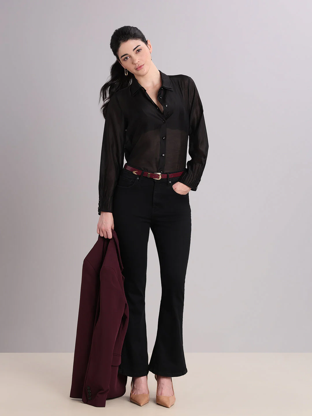 Black High Rise Eric Bootcut Jeans
